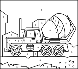 Concrete Mixer - Printable Color by Number Page