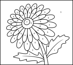 Gerbera - Printable Color by Number Page