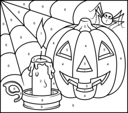 Halloween Candle - Printable Color by Number Page