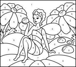 Flower Fairy - Online Color by Number Page