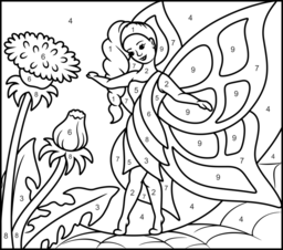 Garden Pixie - Online Color by Number Page