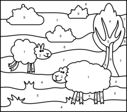 Sheep - Printable Color by Number Page