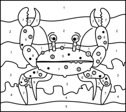 Crab - Printable Color by Number Page