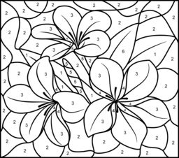 Tropical Flower - Printable Color by Number Page - Hard