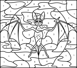 Bat - Printable Color by Number Page - Hard