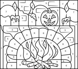 Fireplace - Printable Color by Number Page - Hard