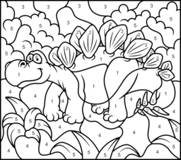 Stegosaurus - Online Color by Number Page - Hard