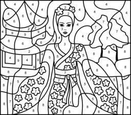 Princess of China - Printable Color by Number Page - Hard